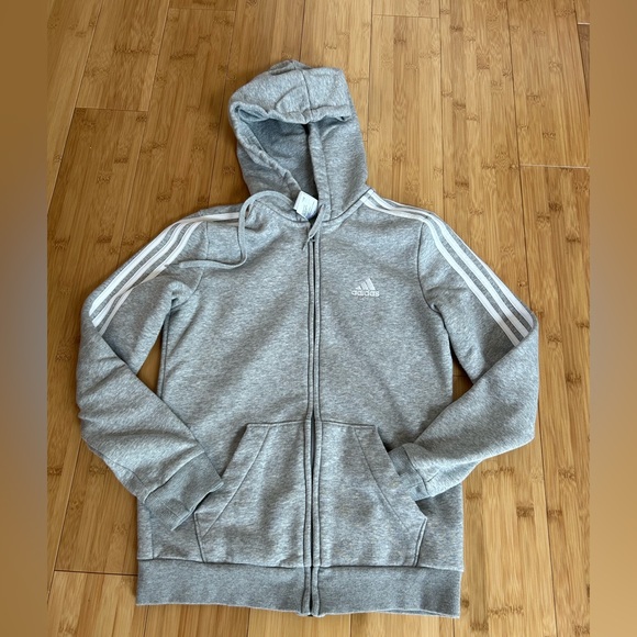 Adidas 3-Stripes Full-Zip Hoodie Sweatshirt Fleece-lined - Picture 1 of 5
